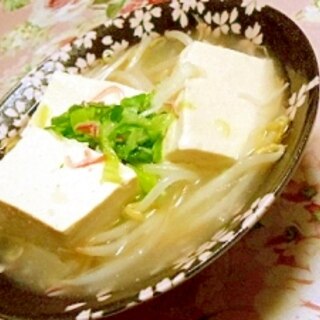 ❤豆腐とカニかまモヤシ合え❤